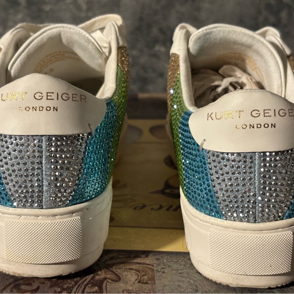 Kurt Geiger London Laney White Crystal Sneakers - Picture 2 of 16